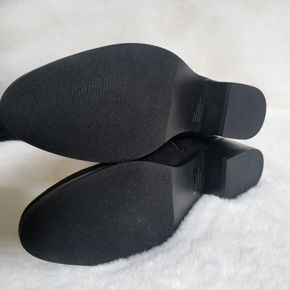 NWT New York & Company Faux Suede Almond Toe Rana Tall Boot Chunky Heel - Picture 9 of 15